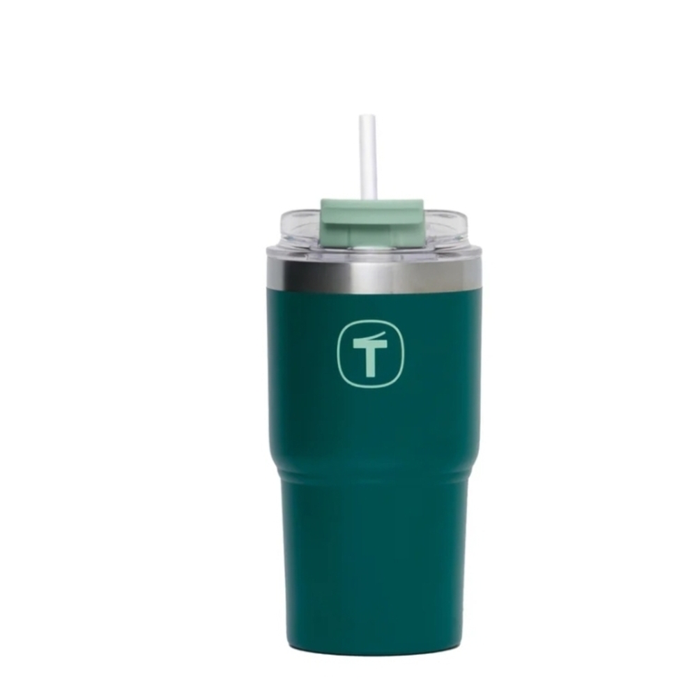 Green/Teal Tumbler with Straw
